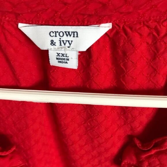 Crown & Ivy Blouse top Red sleeveless plus SZ XXL crochet lace - Picture 3 of 4